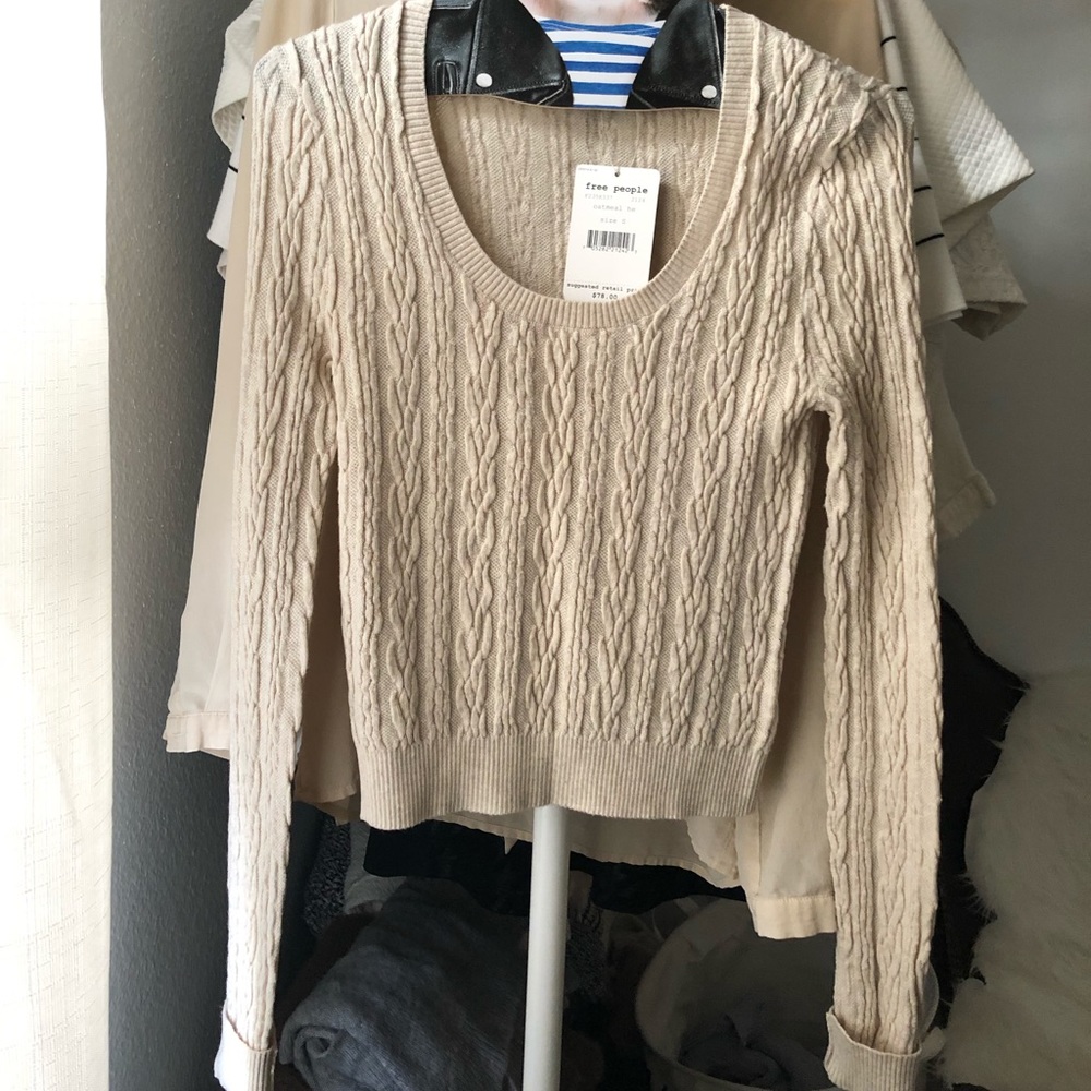 Free People knit sweater crop top S NWT